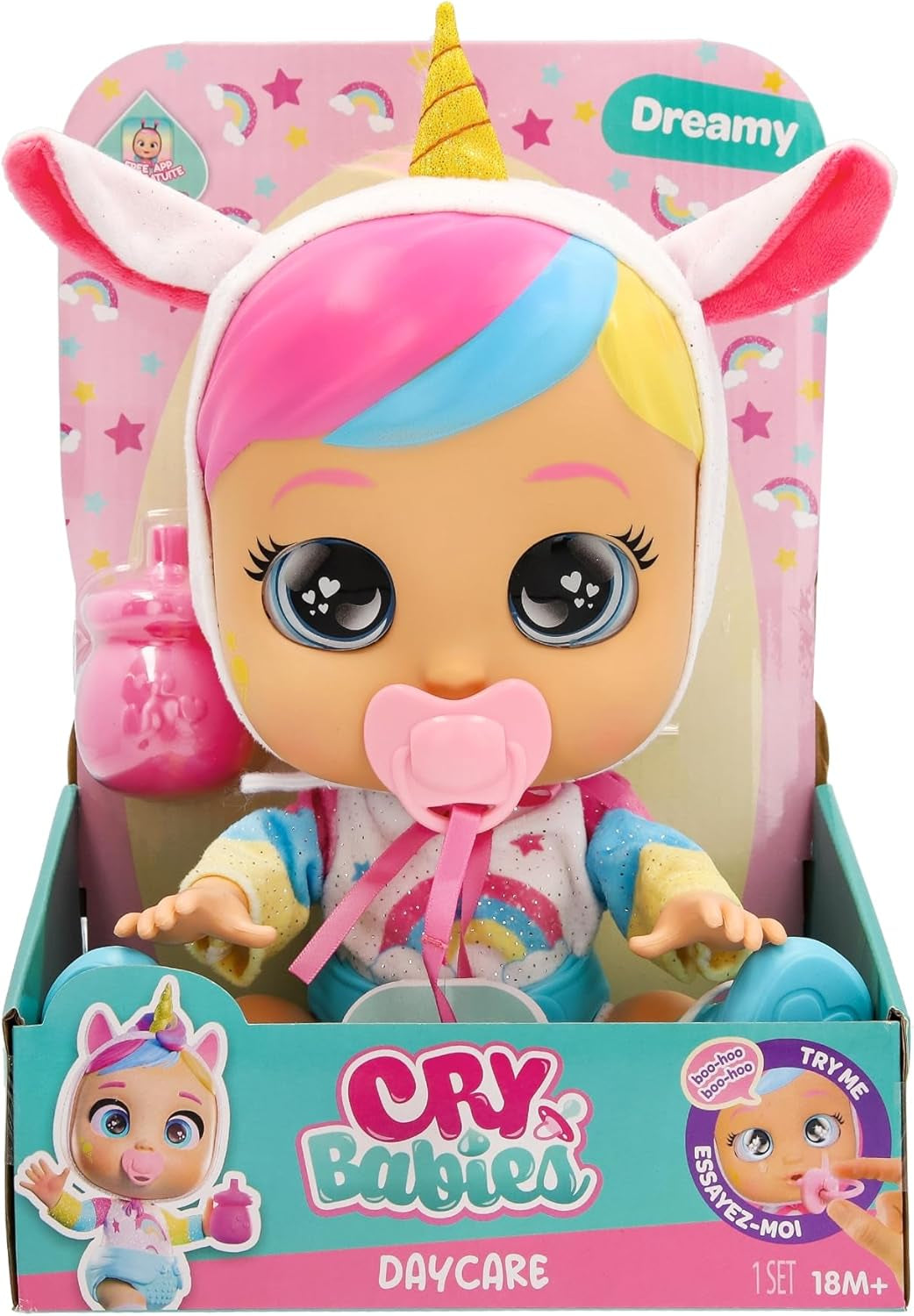 Cry Babies Day Care Dreamy, Babypuppe Puppe Dreamy trägt EIN Day Care-Outfit und enthält 3 Accessoires, Sie weint echte Tränen, Spielzeug, Spielzeug und Geschenk Für Kinder ab 18 Monaten