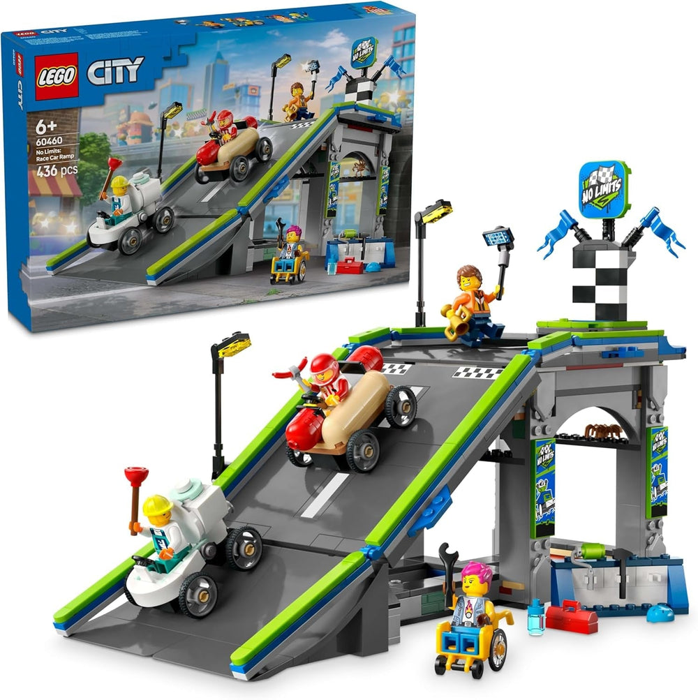 LEGO City No Limits: Soapbox Race With Ramp - Jucărie de construit pentru băieți și fete de la 6 ani - Set cu 2 cutii de săpun și 4 minifigurine Racer - Idee de cadou pentru copii 60460 Seturi de constructie Besuche den LEGO-Store Titlu implicit