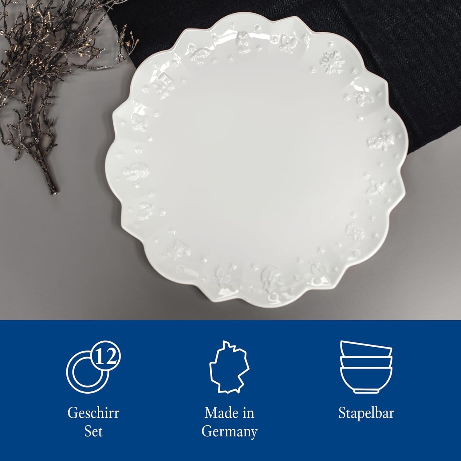 Villeroy & Boch – Toy'S Delight Royal Classic Geschirr-Set 8 Teilig Weiß, Spülmaschinenfest, Mikrowellensicher, Teller, Tellerset, Geschirrset 4 Personen, Weihnachtsgeschirr Toys, Premium Porcelain Seturi vesela masa Naty Shop