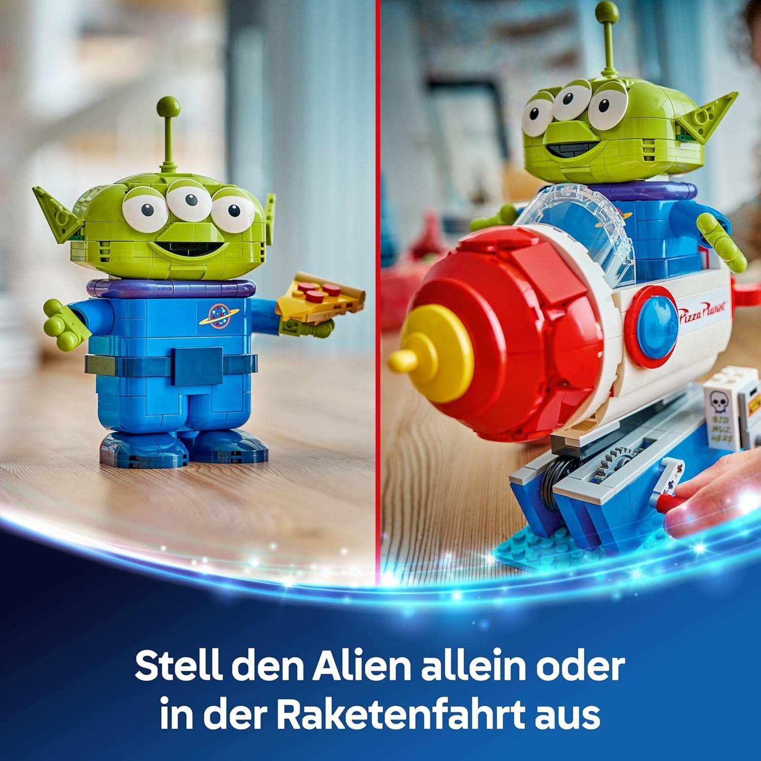 LEGO Disney and Pixar Toy Story Alien mit Pizza Planet Raketenfahrt - Raumschiff Spielzeug mit Alien Figur als DIY Deko - Geschenk für Jungen und Mädchen ab 9 Jahren sowie Toy Story Fans - 43307