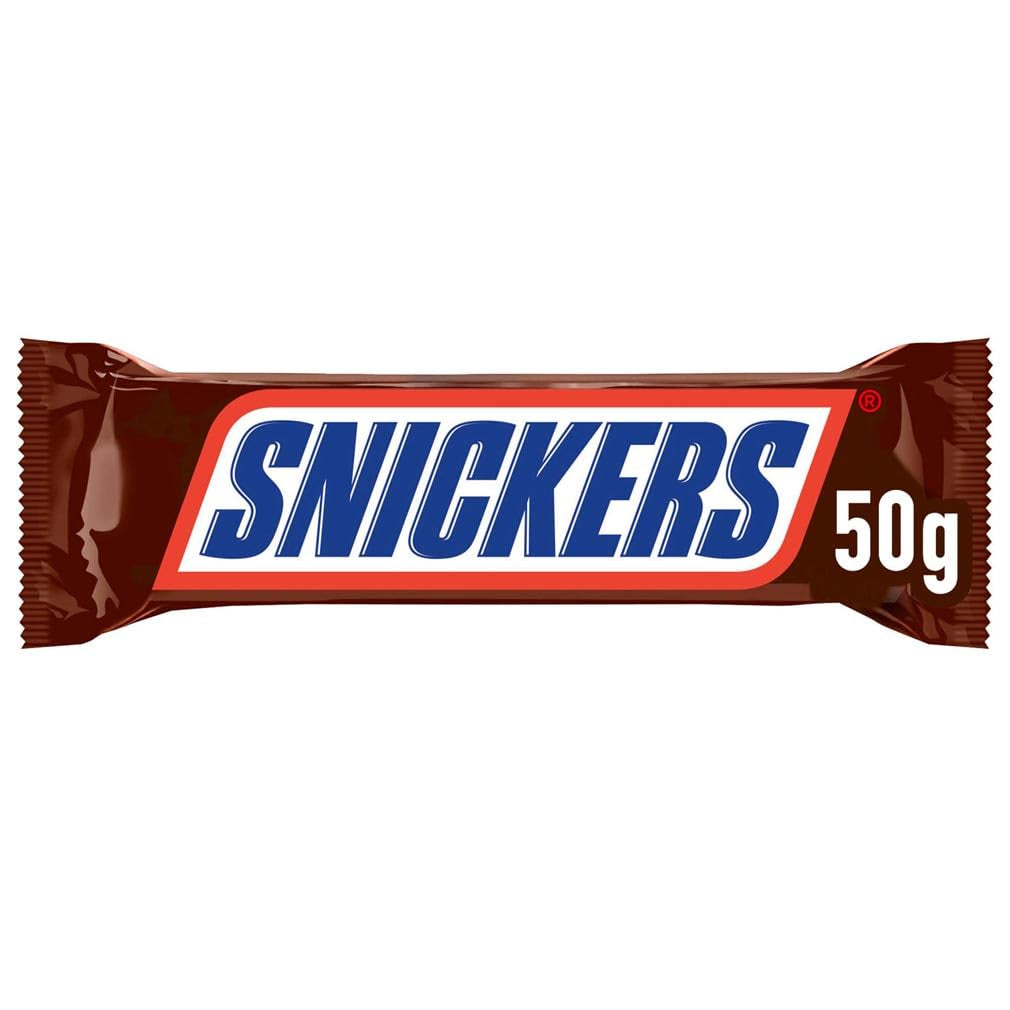 Baton de ciocolată Snickers, arahide, caramel, un pachet de 5 batoane | Gustare fotbal | (1 x 5 x 50 g)