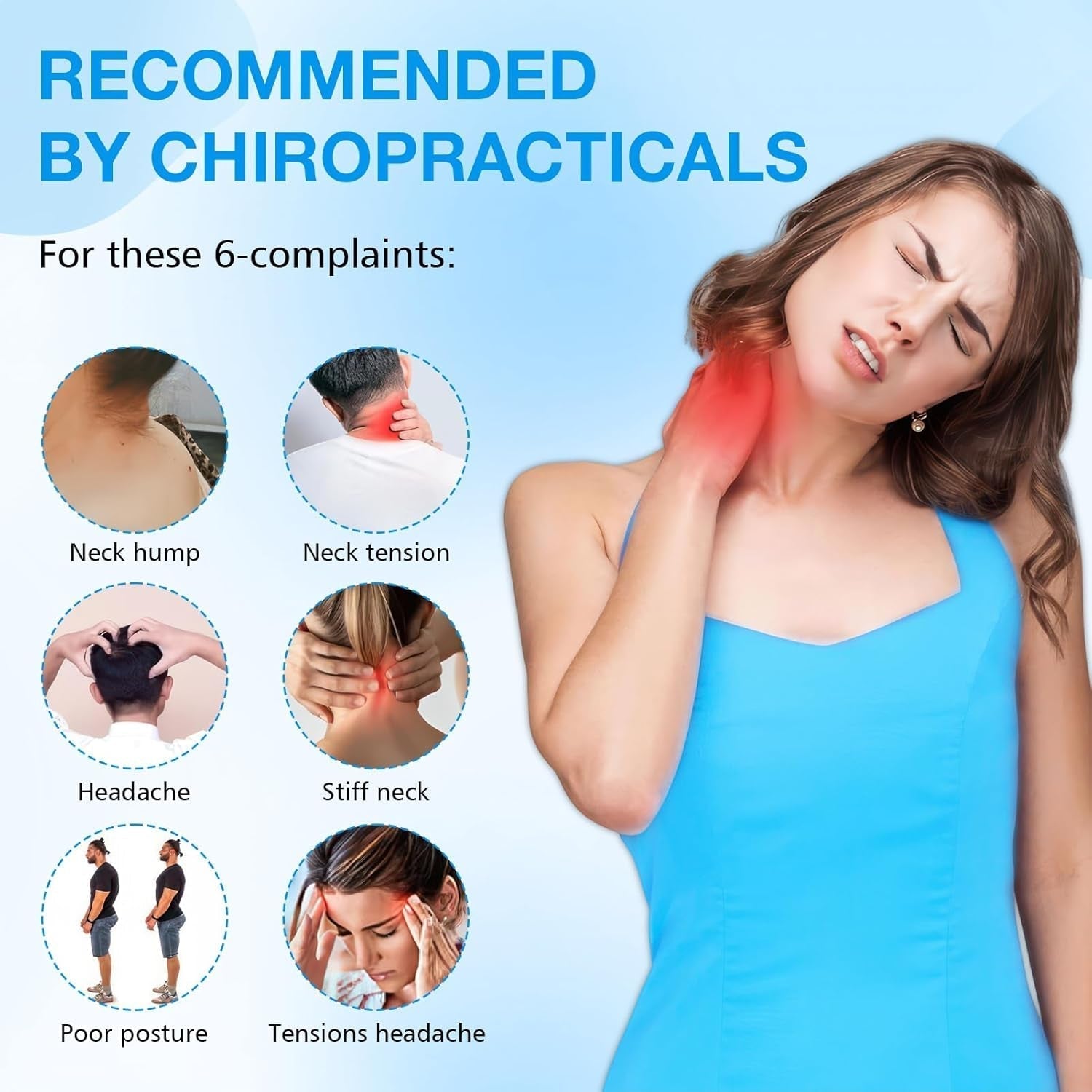 Neck Stretcher 2.0, Cloudy Neck Lefaya Neck Stretcher Orthopaedic Test Winner Neck Stretcher pentru a ușura durerea gâtului Premium Neck Hump Neck Cloud corectează postura (albastru) Perne ortopedice cervicale Naty Shop