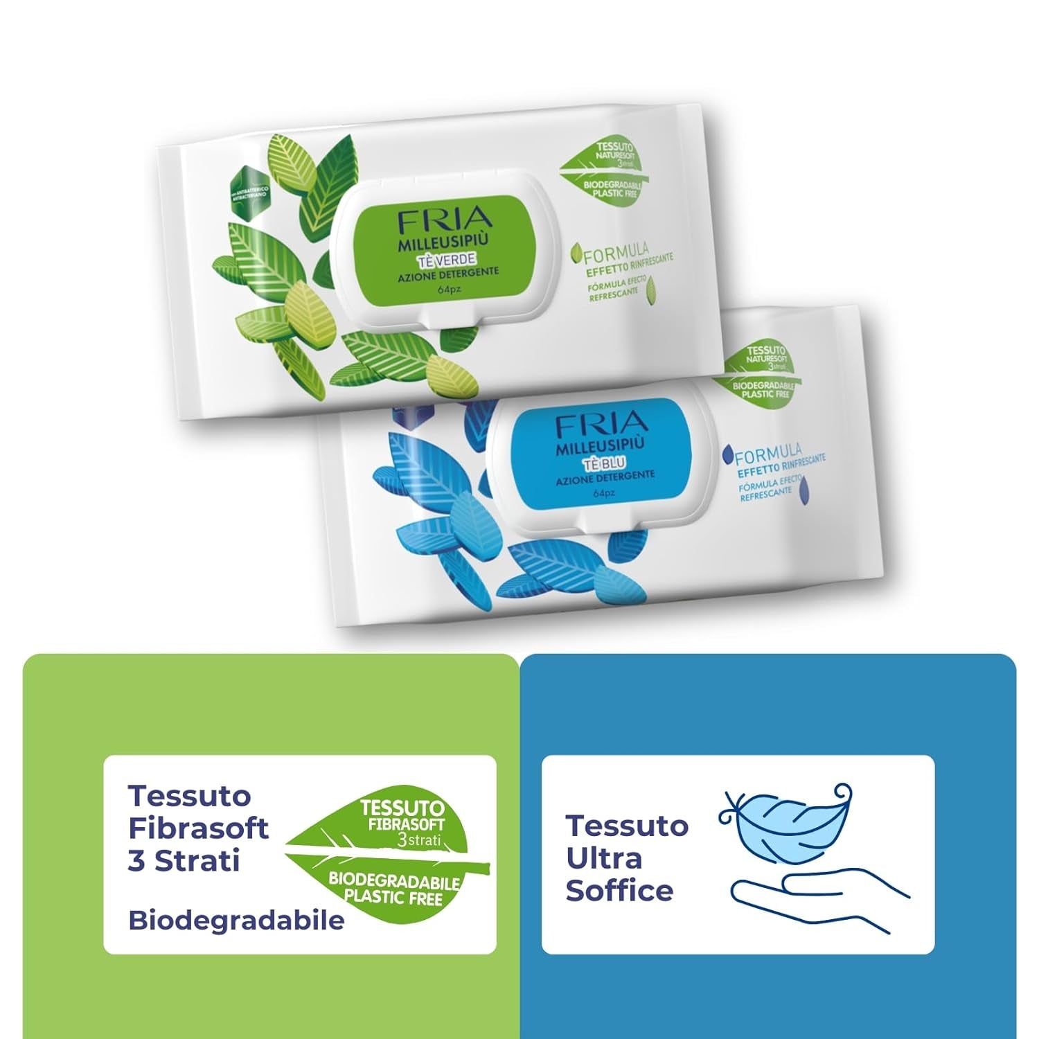 MilleusiPiu Maxi cu capac, 64 șervețele umede, 64 unități