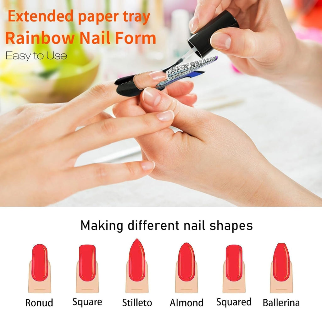 100 de șabloane pentru unghii, șabloane de modelare, autoadezive, cu 4 foi de tampoane adezive transparente pentru unghii și 3 pile de unghii, accesorii pentru extensii de unghii cu gel, pentru unghii artificiale