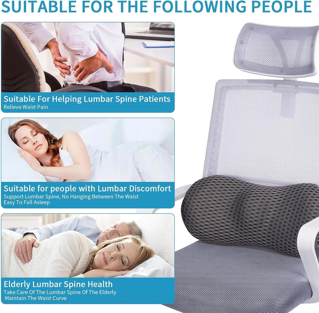 Zhufas pernă lombară, pernă spate cu bandă elastică detașabilă, suport lombar anti-alunecare, pernă lombară pentru scaun de birou Pernă lombară Perne lombare Naty Shop