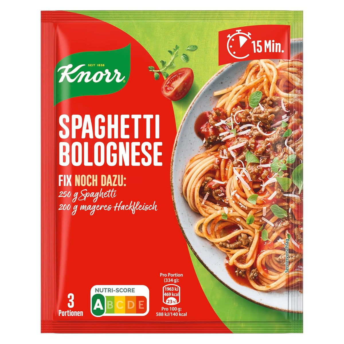 Knorr Fix Würzmischung Spaghetti Bolognese für ein leckeres Nudelgericht mit natürlichen Zutaten 40 g