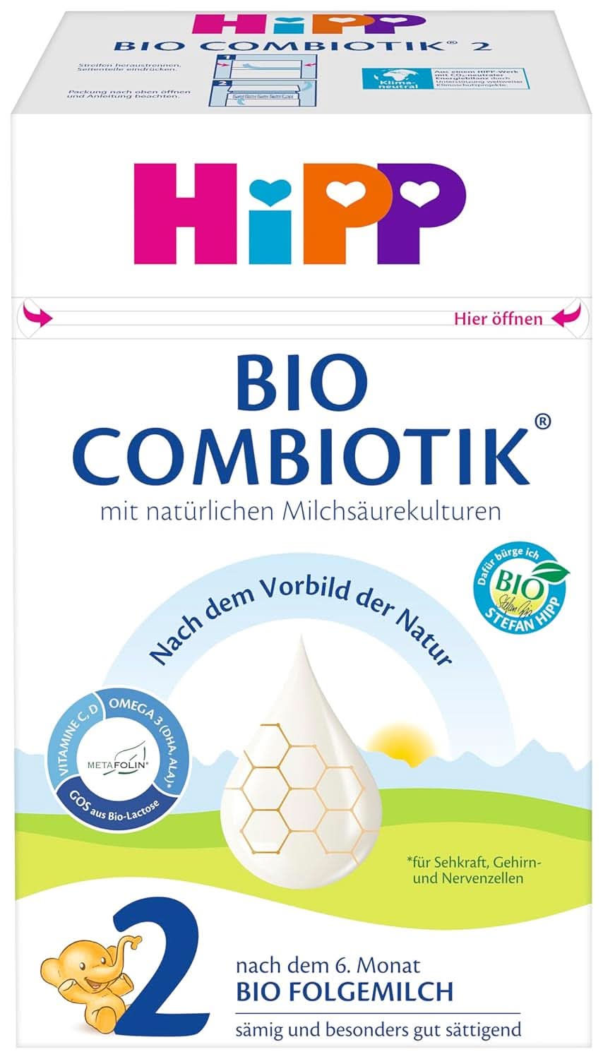 Hipp Organic Milk Food 2 BIO Combiotik, Pachet de 4 (4 x 600 grame) Mama si Copilul Naty Shop NOU - 2 Bio Combiotics 4 x 600 grame