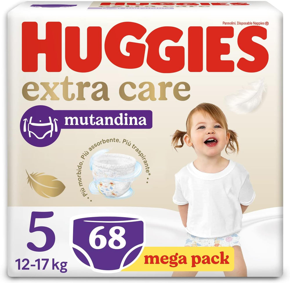 Scutece Huggies Extra Care, ultra absorbante, mărimea 5 (12-17 kg), 68 bucăți