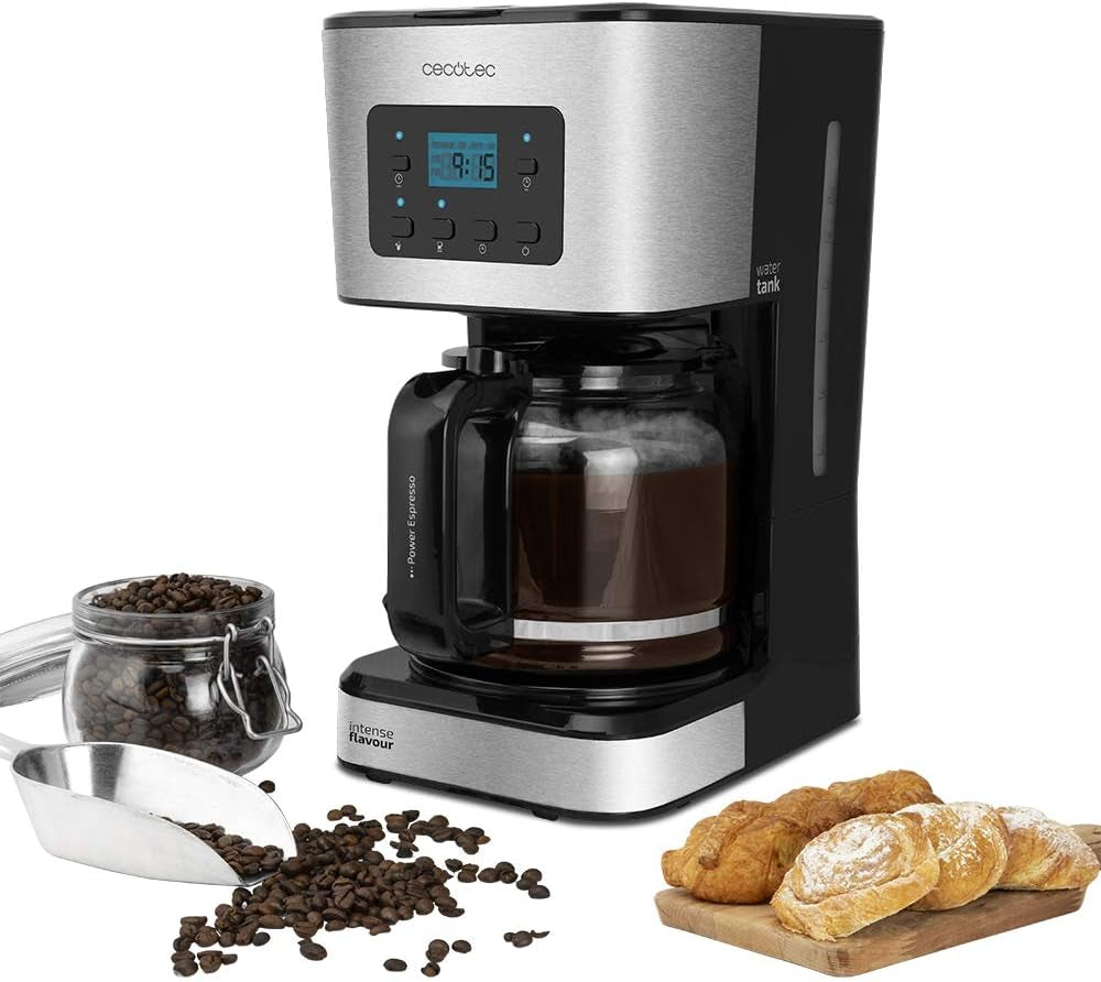 Espressor cu filtru Cecotec Coffee 66 Drop and Touch, putere 950 W, 1,5 L, 12 cești, ecran tactil, carafă din sticlă, cronometru 24 de ore, 6 comutatoare, filtru reutilizabil tip plasă