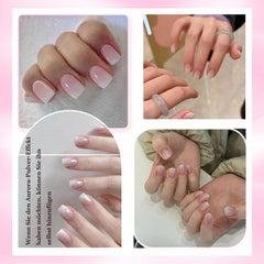 120 buc unghii false roz nud cu lipici de unghii - 12 dimensiuni unghii ovale scurte, pătrate, prin presare - unghii frumoase, unghii artificiale pentru lipire - potrivite pentru designul unghiilor DIY pentru femei (gradient roz Squoval)