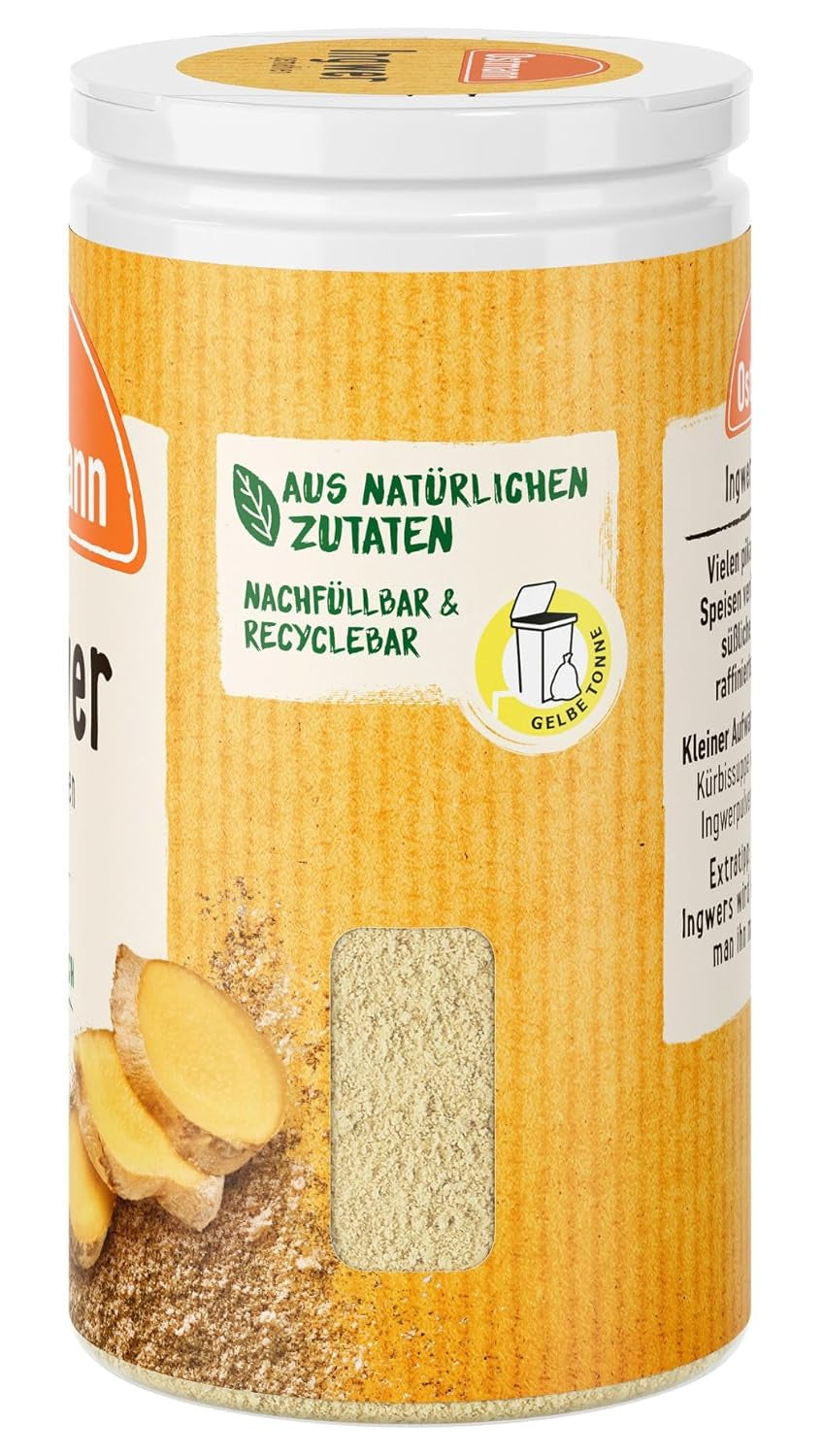 Ostmann Gewürze - Ingwer gemahlen | Nachfüllbare & recyclebare Verpackung | 30 g in der Streudose