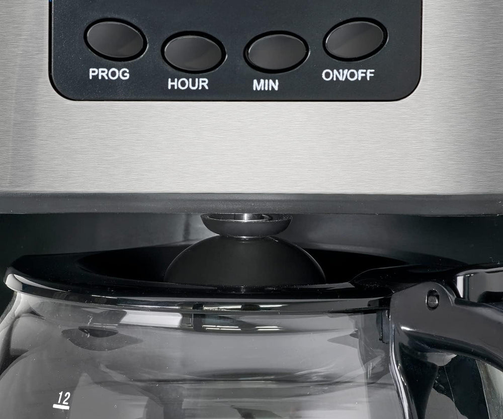 Cafetieră Clatronic® cu temporizator, carafă de 1,5 litri pentru 12-14 cești de cafea, temporizator LCD 24h, funcție de menținere la cald, antipicurare, filtru detașabil, afișaj și lumini indicatoare, 900W - KA 3642