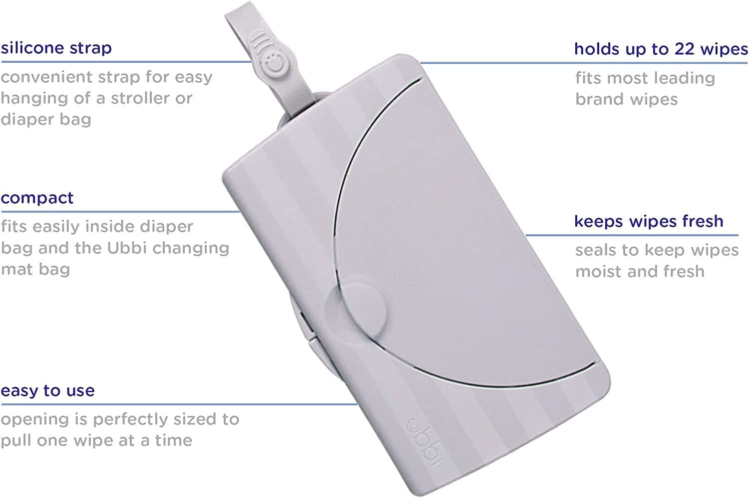 Suport pentru șervețele Ubbi on the Go Cadou pentru bebeluși, gri Servetele Umede Bebelusi Naty Shop