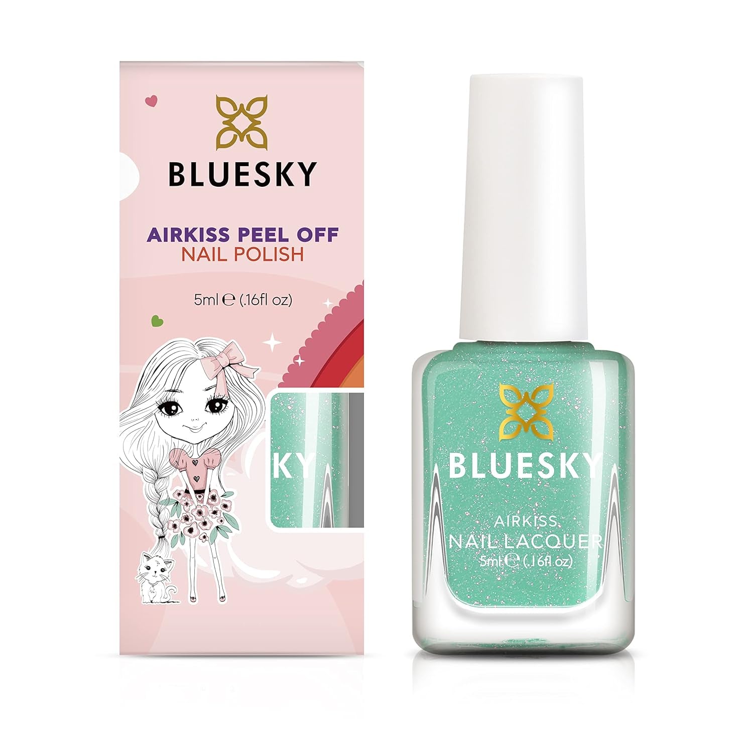 Oja pentru unghii Bluesky Kids - Turquoise Splash, Verde turcoaz. Oja ușor de decojit, non-toxică, pe bază de apă, fără planare, pentru copii, 5ml