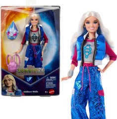 Mattel Disney Zombies 4: Zorii Vampirilor, păpușă de modă Addison Wells cu costum detașabil și 6 accesorii inspirate din filme, JFG32