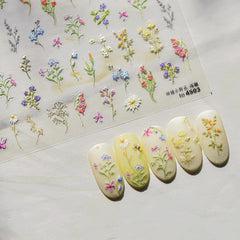 JMEOWIO 3D Nagelsticker Blumen Nail Art Sticker Selbstklebend Nagelaufkleber 5D Stereoskopisch Frühling Sommer Blumen Dekoration Nageldesign Zubehör 1 Blatt