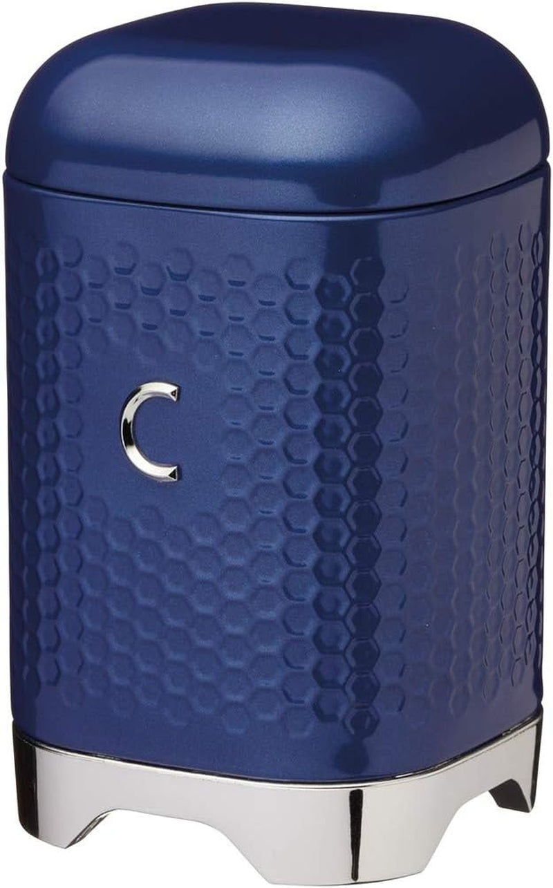 KitchenCraft Lovello caddy pentru ceai, caddy din oțel alb, suprafață texturată, stil 1950 cu capac, pentru ceai vrac și pliculețe de ceai, 11 cm x 11 cm x 19 cm, Ice White Cutii depozitare alimente Naty Shop Midnight Navy (albastru marin) Cafea