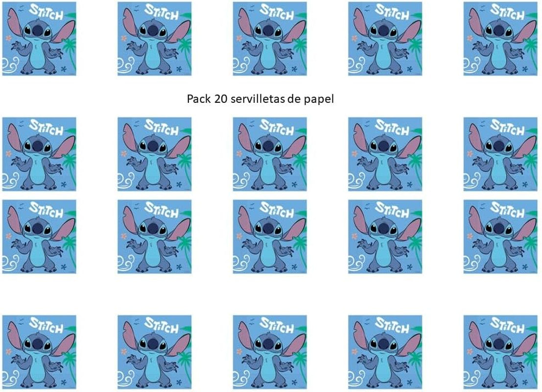 , 5072; 20 șervețele de hârtie, Ideal pentru petreceri și zile de naștere, Licență Stitch, Dimensiuni: 33 X 33 Cm, Pachet de 20 șervețele Stitch