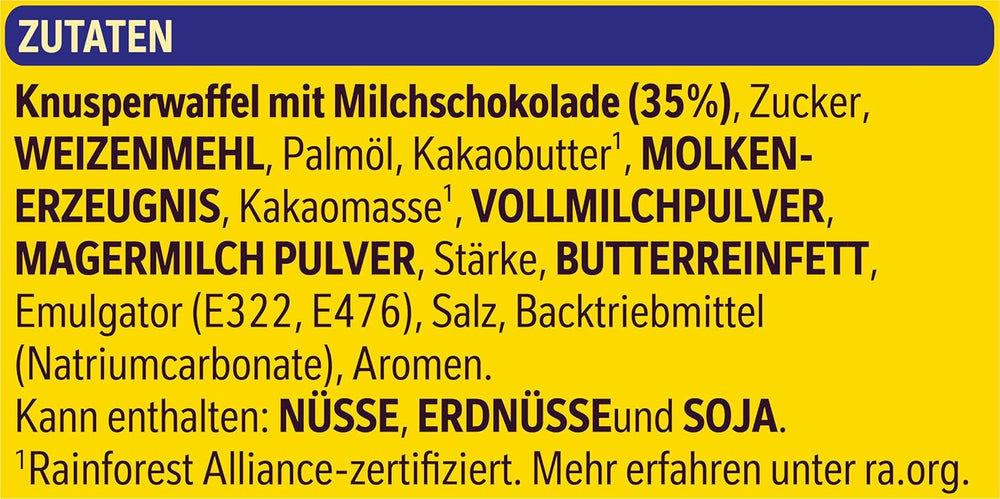 Vafă crocantă Nestlé, delicioasă bară de vafe cu ciocolată cu lapte, pachet multiplu, pachet de 1 (3x26g fiecare)