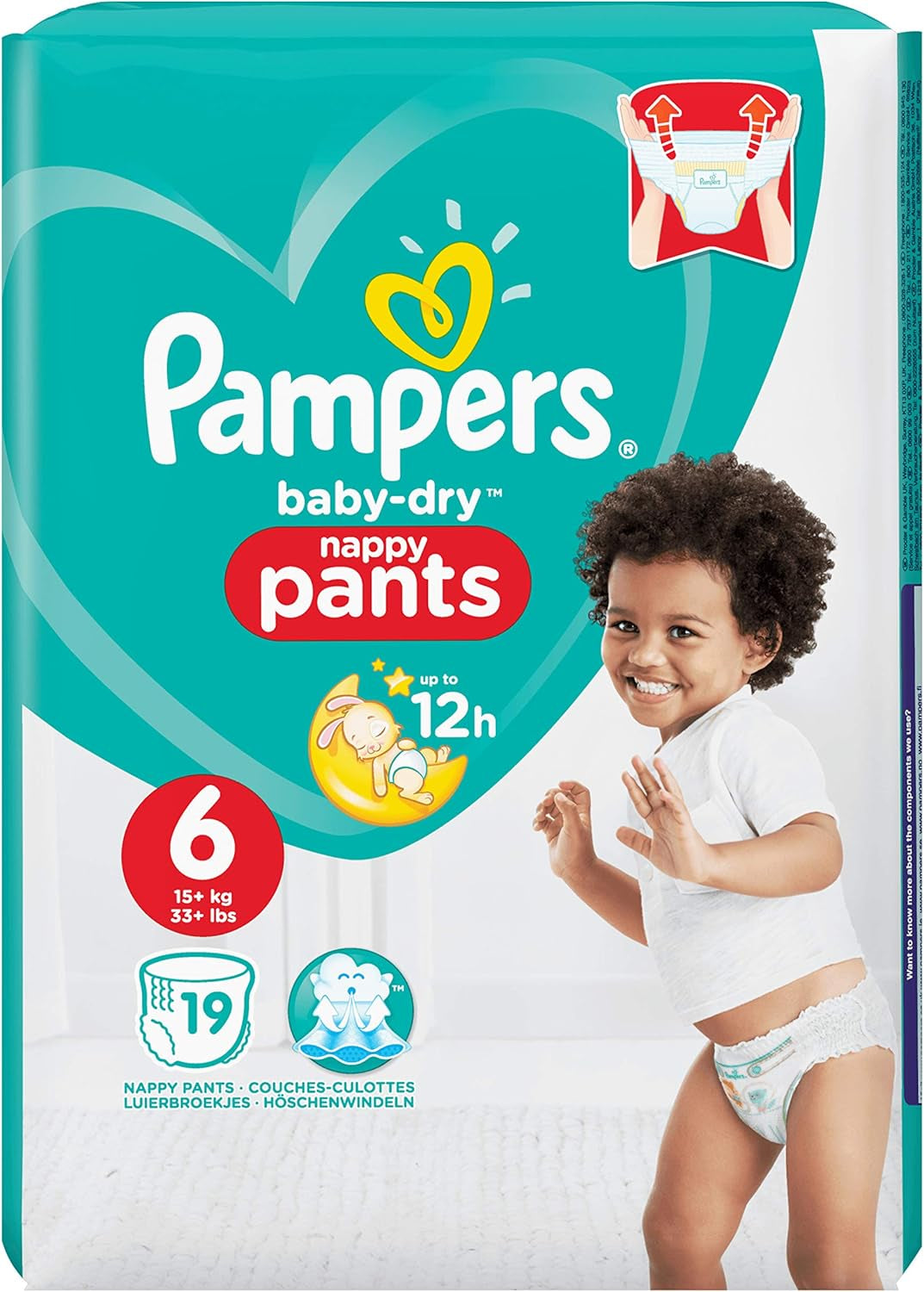 Scutece Pampers Baby-Dry, mărimea 8, 43 de scutece, de la 19 kg, pachet Jumbo+