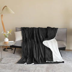 Cosy pătură 150X200Cm negru Fleece pătură Living pătură Sherpa canapea arunca canapea pătură Warm Winter Soft (negru, 150X200Cm) Paturi si Cuverturi Good Nite