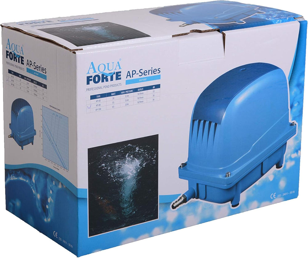 Pompă de aer AquaForte AP-35, 20 wați, presiune maximă 2,8 m, potrivită pentru piscine și iazuri de până la 18 m³, pești max. 15.000 litri, koi max. 7.500 litri, 2,7 kg, ieșire 16,5 mm