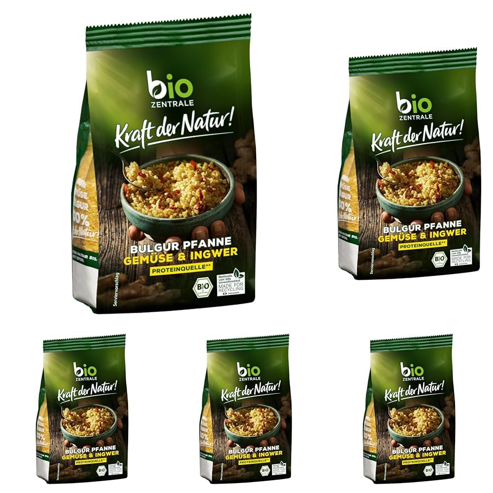 Biozentrale Bulgur la tavă cu legume și ghimbir | 200 g | perfect pentru o masă rapidă la pachet | sursă de proteine vegane | ușor de preparat