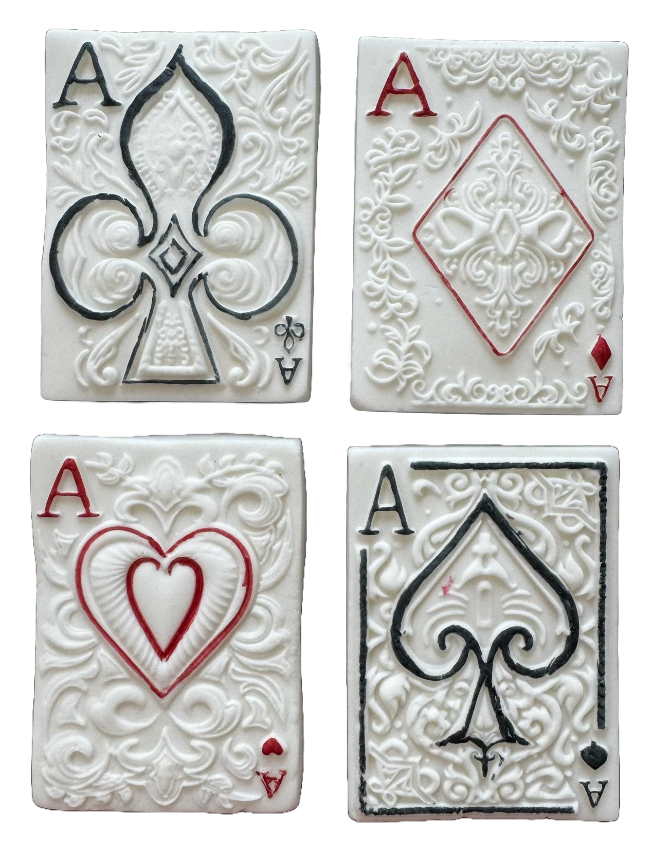 Set 4 decoratiuni comestibile din pasta de zahar, Carti de joc Decoratiuni din Pasta de Zahar Nati Shop