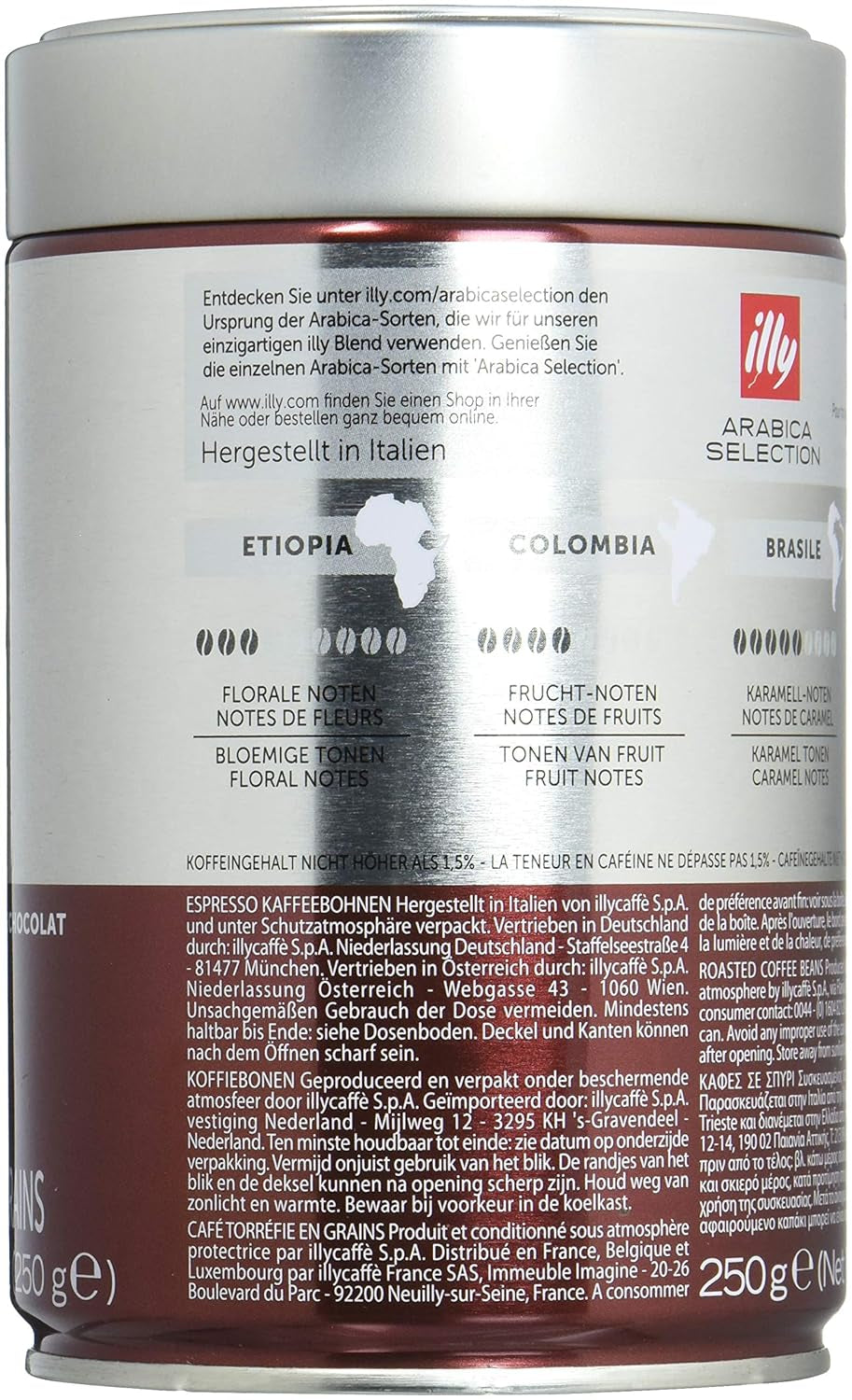 Cafea Illy, boabe de espresso din Selecția Arabica din Guatemala - 250 g