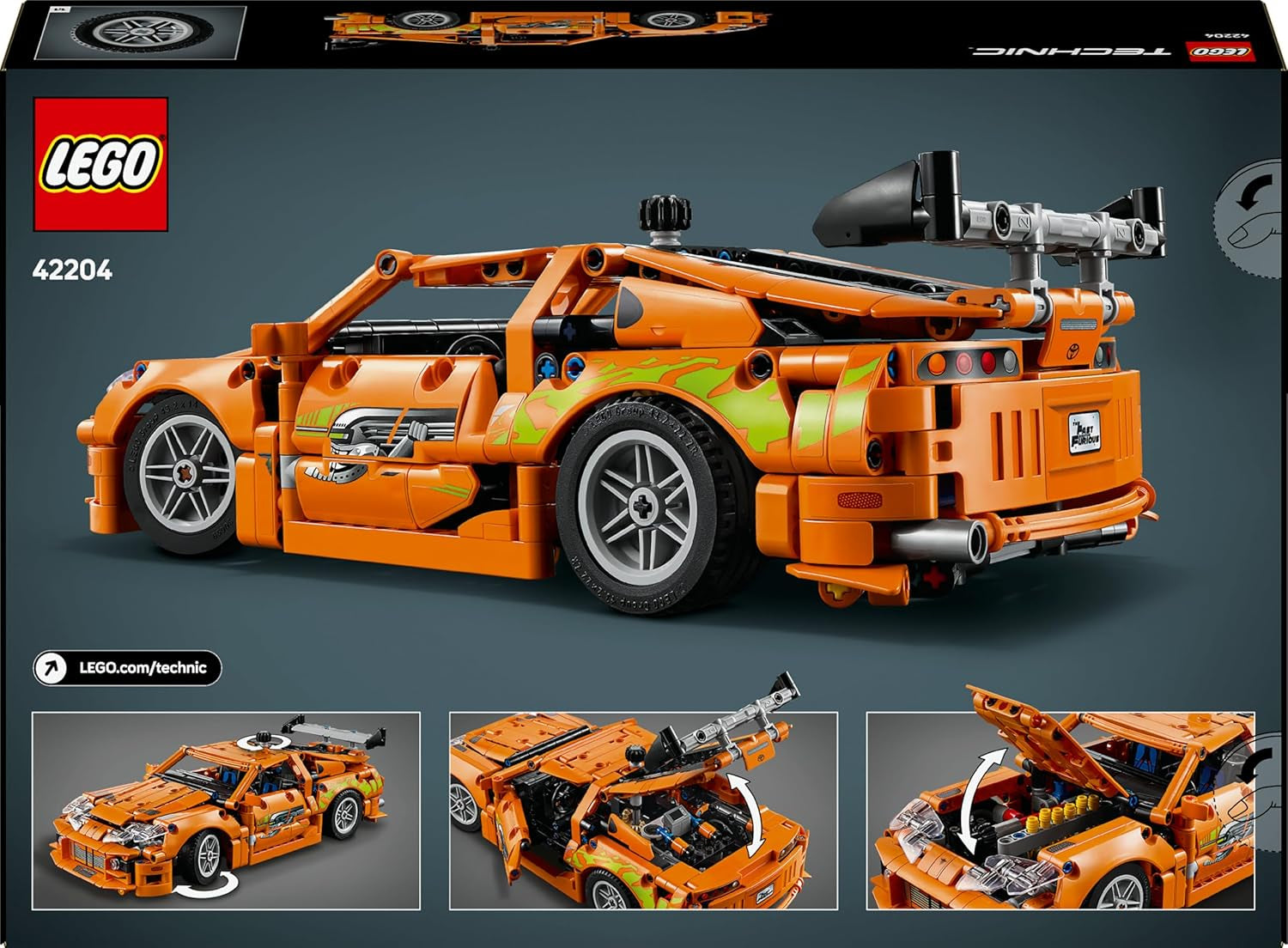 LEGO Technic Fast and Furious Toyota Supra MK4 - Spielzeug Auto - Mit 6-Zylinder-Motor & aufklappbaren Türen - Modell Set für Jungen und Mädchen ab 9 Jahren - Geschenkidee zum Geburtstag 42204