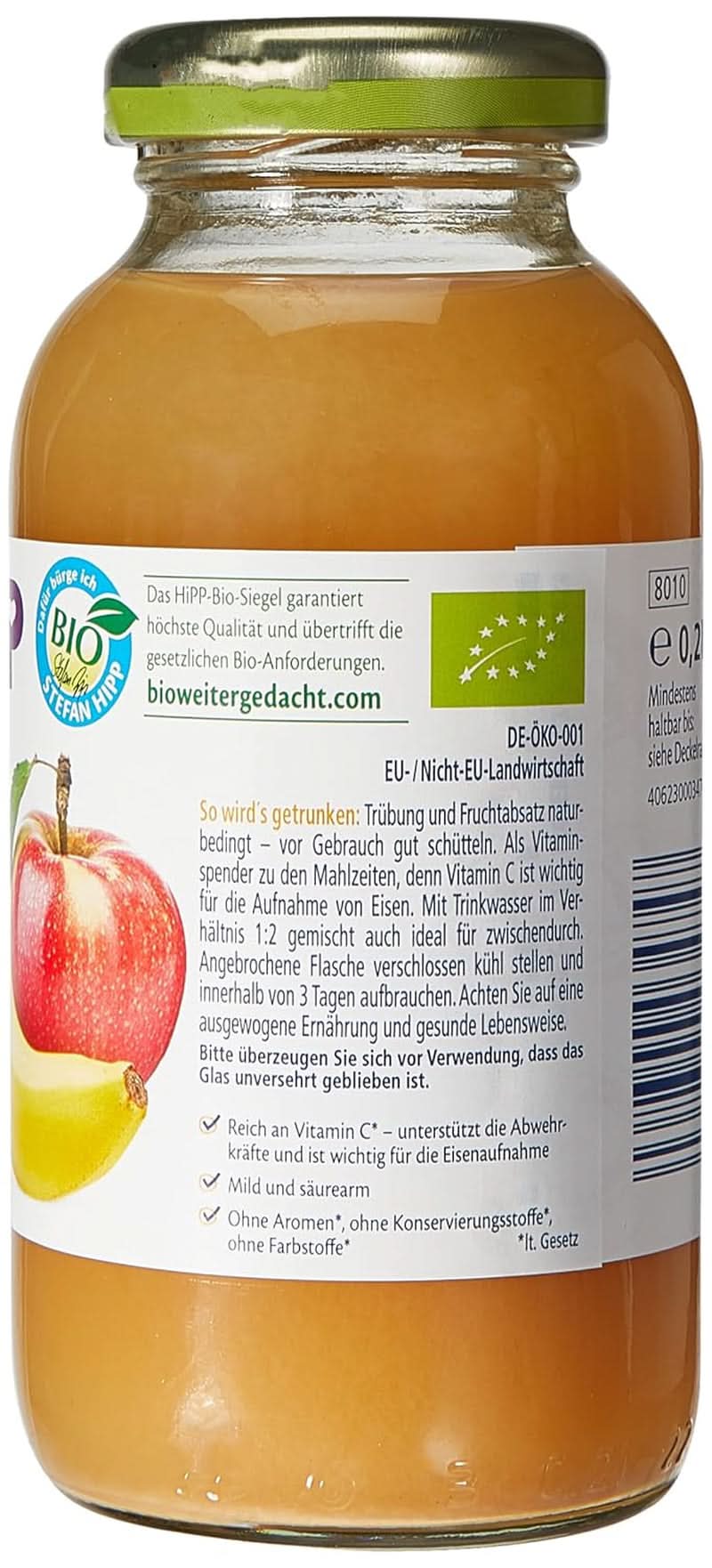 Hipp Banană-măr Organic, pachet de 6 (6 X 200 ml) Mama si Copilul Naty Shop