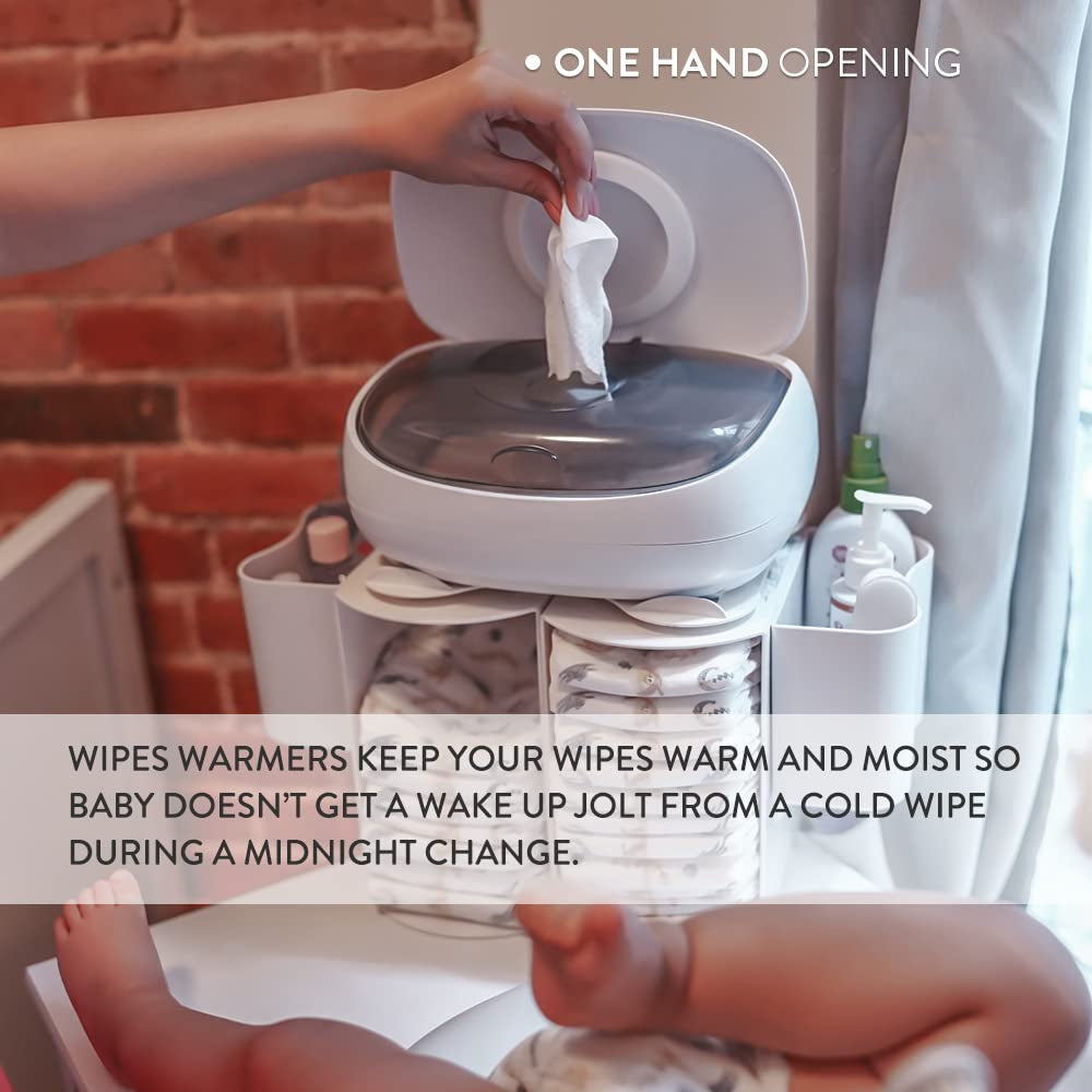 Încălzitor de șervețele Prince Lionheart EVO pentru șervețele umede de unică folosință pentru bebeluși, cu lumină de noapte încălzitoare, cu sistem Ever-Fresh (adaptoare UE), 1 bucată (1 pachet)