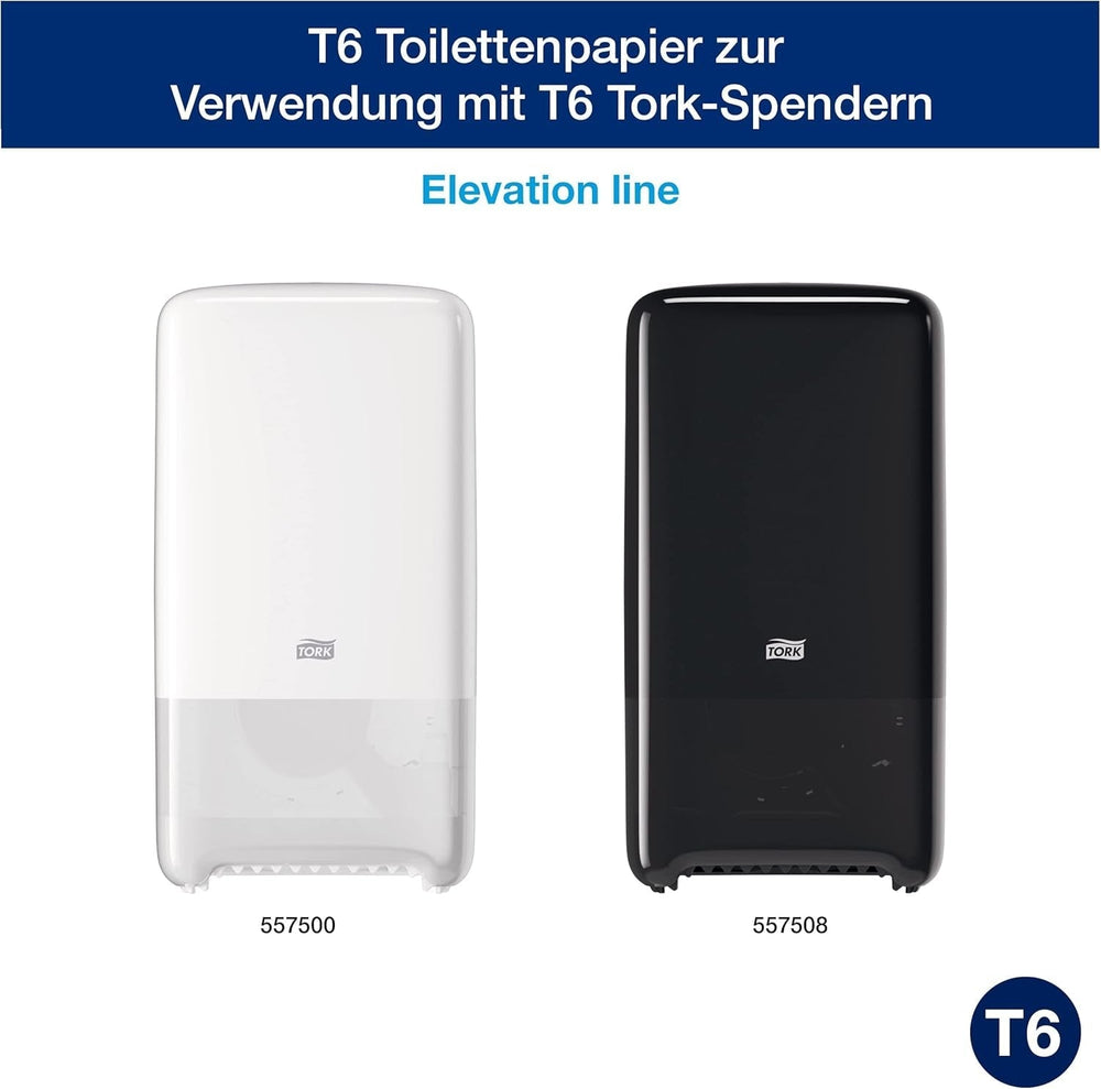 Tork 127530 Hârtie igienică Midi moale de calitate avansată pentru dispenserul de hârtie igienică Tork T6 cu rolă dublă / hârtie igienică cu 2 straturi moale și rezistentă la rupere, pachet de 27 (27 X 100 metri)