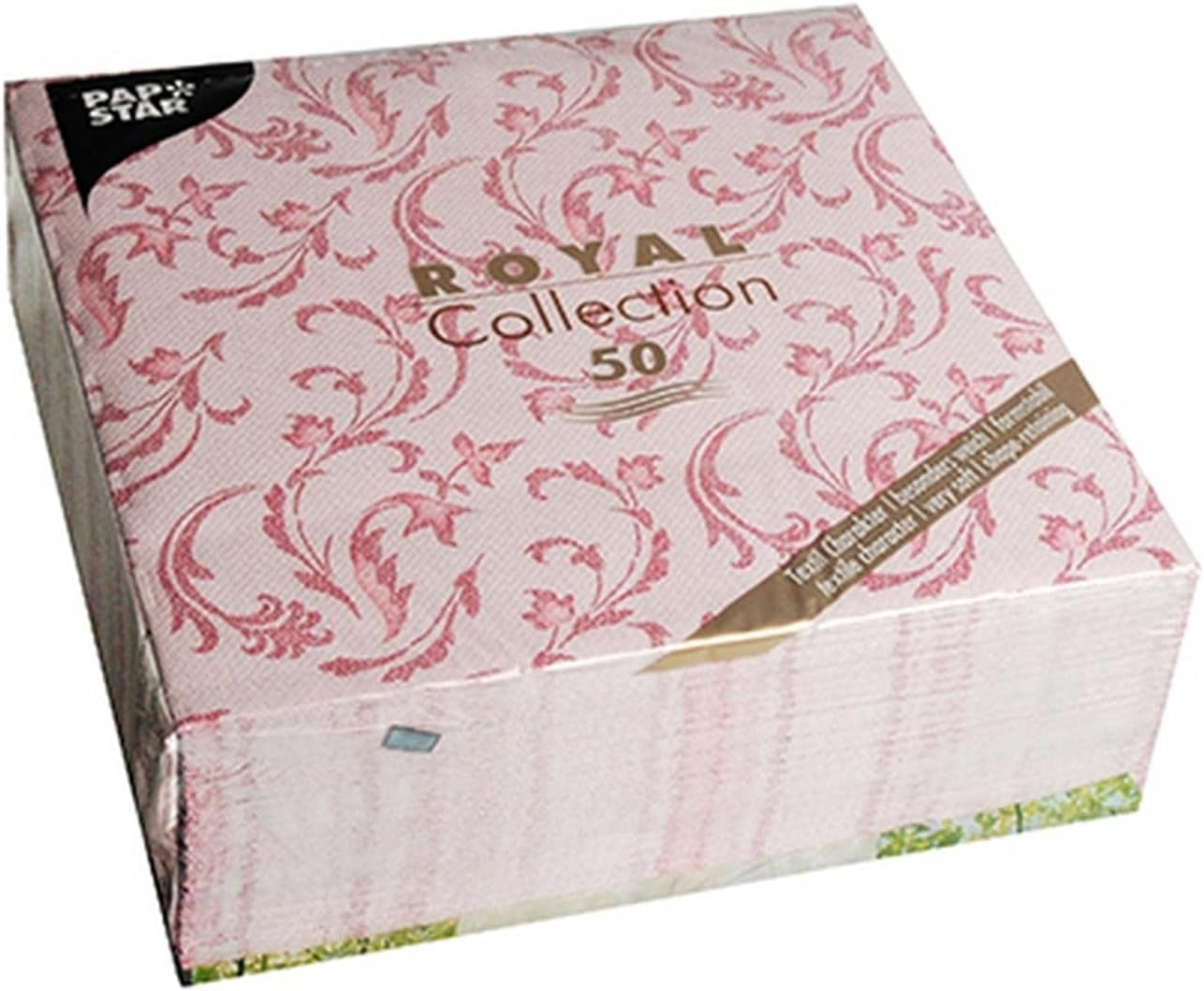 Papstar, 50 șervețele "ROYAL Collection" 1/4-fold 40 Cm X 40 Cm Fuchsia "Damascato", #85002