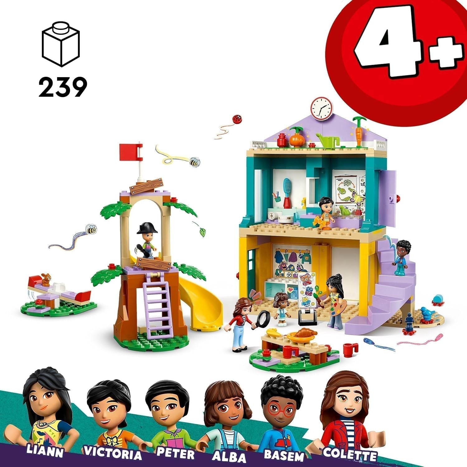 LEGO Friends Heartlake City Kindergarten, set de joacă pentru fete și băieți de la 4 ani, joc de rol creativ cu 2 figurine și 4 micro figurine, jucărie pentru dezvoltare socială 42636 Seturi de constructie Besuche den LEGO-Store