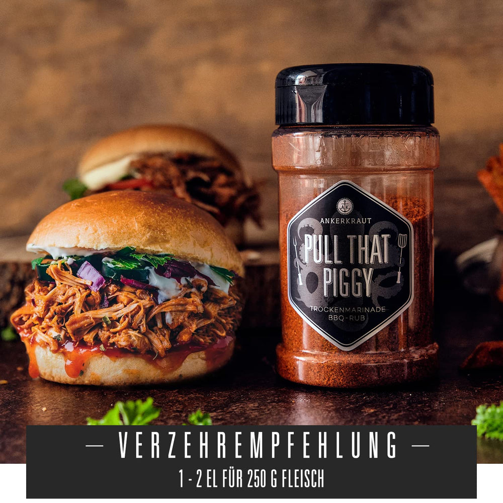 Ankerkraut Pull that Piggy, Pulled Pork BBQ-Rub, Gewürzmischung zum Grillen, 220g im Streuer