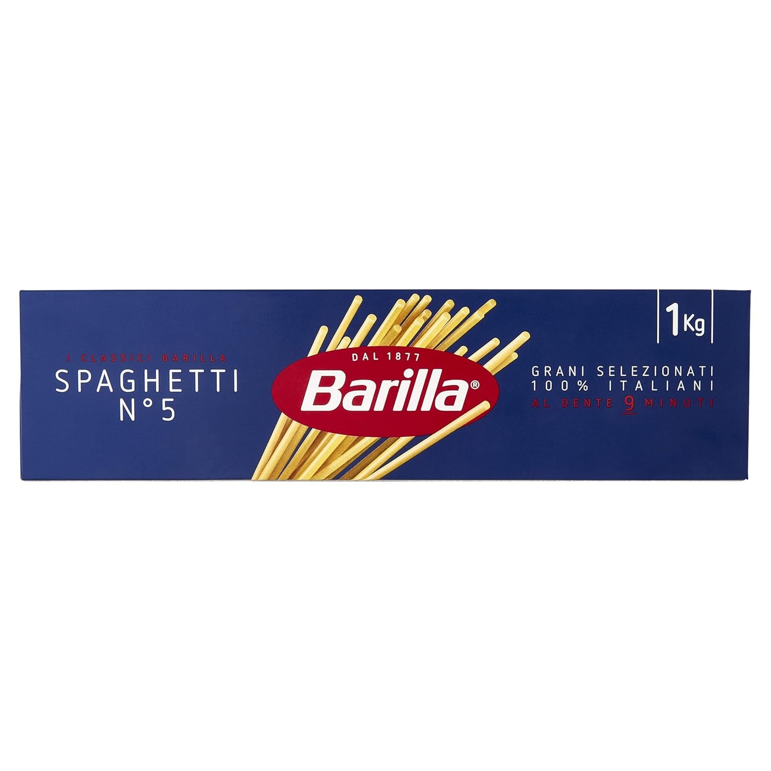 Paste Barilla Classic Spaghetti No. 5 din grâu dur de înaltă calitate, întotdeauna al dente (1 x 1 kg)