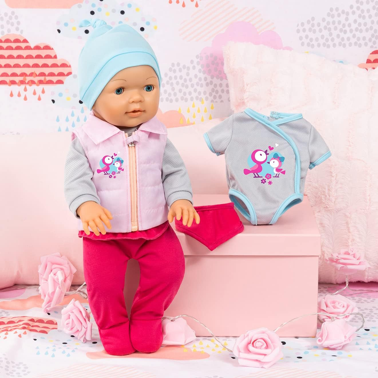 Bayer Design 84200AM Puppenkleidung, Outfits, Babypuppen Anziehsachen 38-43 cm, mehrteilig, Puppenzubehör