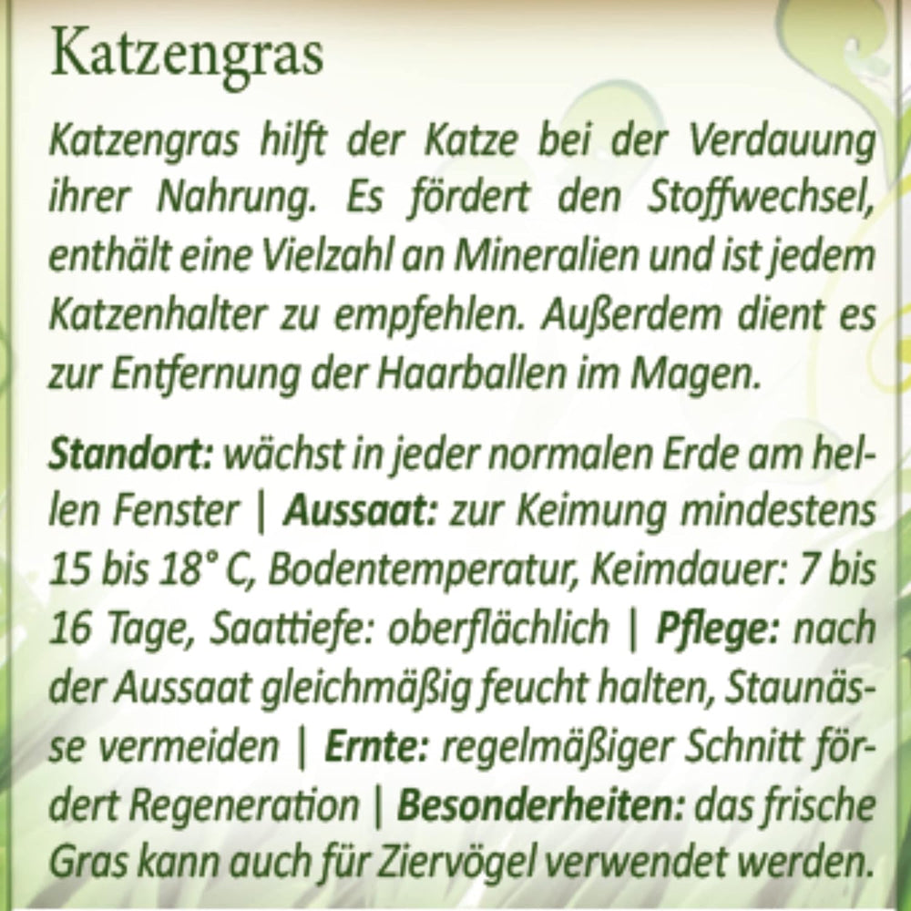 Premium Katzengras Samen Chrestensen, Grassamen Schnellkeimend, 1 Dose 110 G, Reicht Für Ca. 4-5 M² Katzengras Fertig Gewachsen, Natürliche Katzen Leckerlies Zu Hause