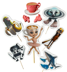 Set 9 decoratiuni comestibile, Ballerina Cappuccina Decoratiuni din Pasta de Zahar Nati Shop