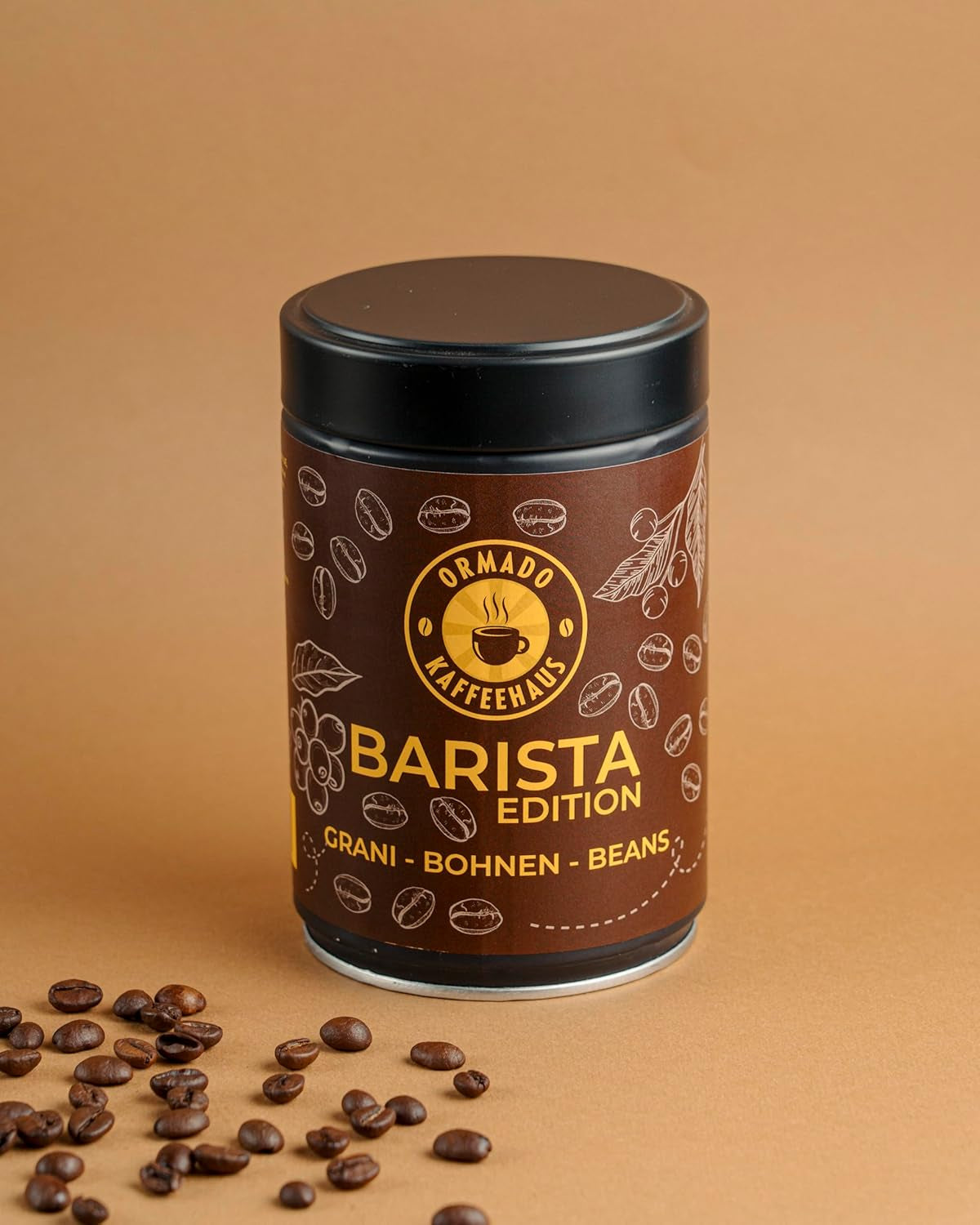 Ormado Coffee House Ediție Barista, Boabe de cafea Kenya patentate – Amestec Arabica și Robusta, Boabe de cafea întregi pentru aparate de cafea complet automate, Boabe prăjite, Cafea corpolentă 250g, Complet automată