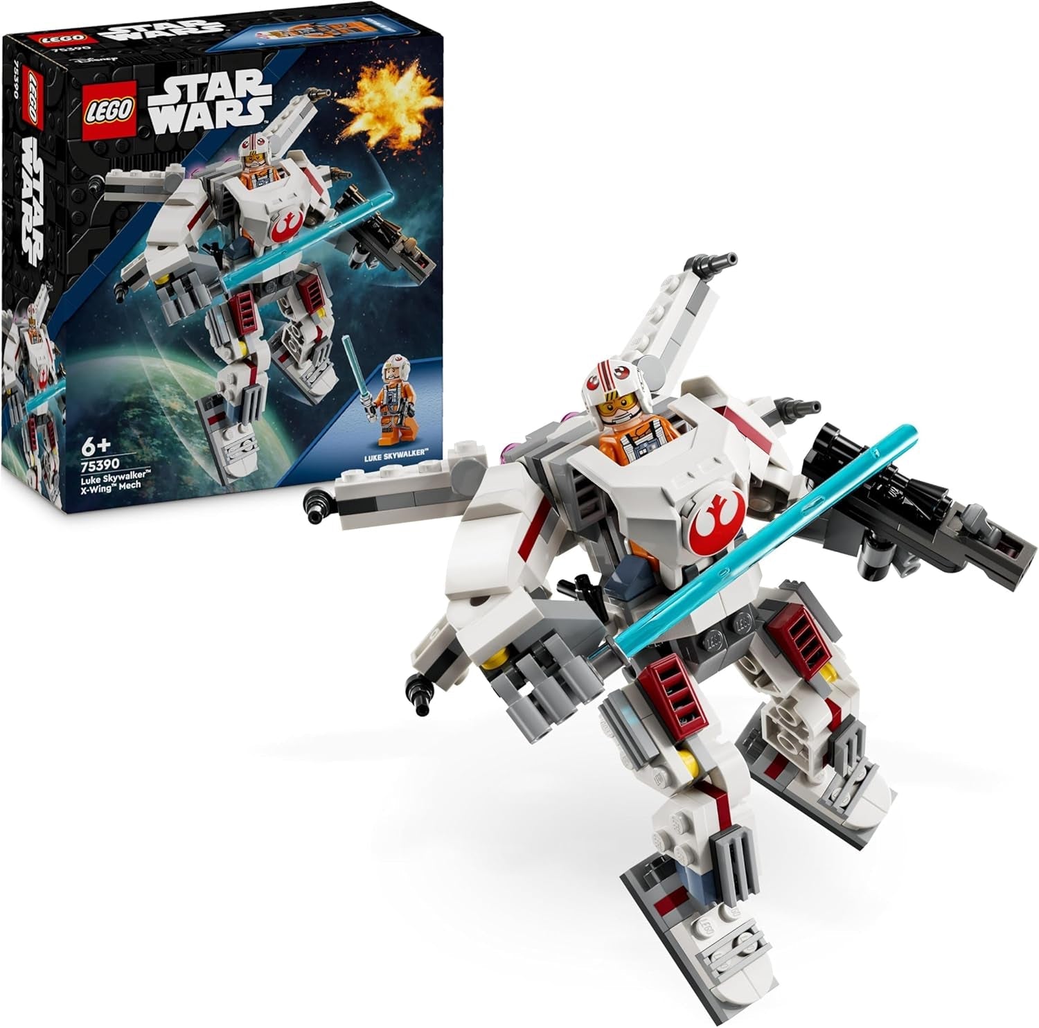 LEGO Star Wars X-Wing Mech al lui Luke Skywalker, cărămizi de jucărie de colecționat, aventură de acțiune, idee de cadou pentru băieți și fete creative cu vârsta de 6+ 75390 Seturi de constructie Besuche den LEGO-Store Titlu implicit