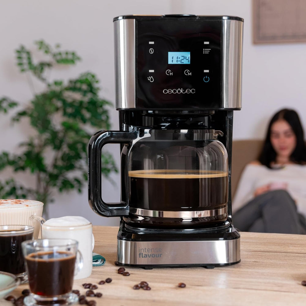 Espressor cu filtru Cecotec Coffee 66 Drop and Touch, putere 950 W, 1,5 L, 12 cești, ecran tactil, carafă din sticlă, cronometru 24 de ore, 6 comutatoare, filtru reutilizabil tip plasă