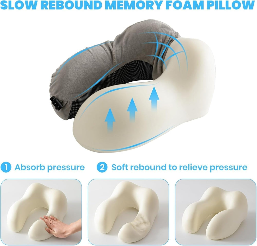 Good Nite Neck Pillow Airplane Neck Pillow Travel Pillow Adult Neck Pillow Car Home Pillow Head Pillow Ergonomic Memory Foam Washable With Narrow Back Adjustable Grey Perne calatorie Naty Shop