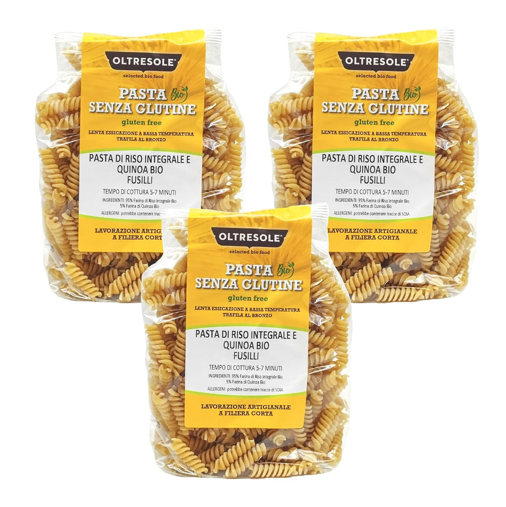 - Bio-Reis- und Quinoa-Pasta glutenfrei, Fusilli-Format - glutenfreie Pasta mit Vollkornreismehl und weißer Quinoa aus biologischem Anbau, vegan, Packung mit 3 Packungen à 350 g