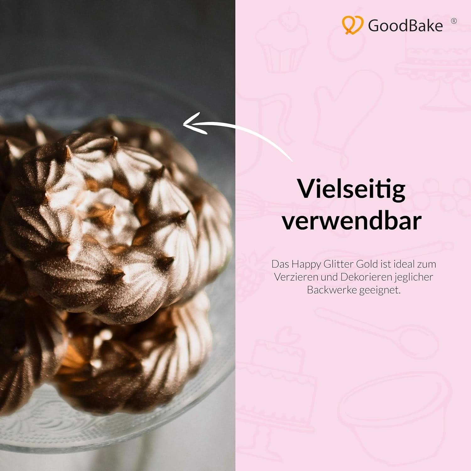 Goodbake Happy Glitter Gold - Glitter alimentar comestibil, 10 grame Glitter Naty Shop