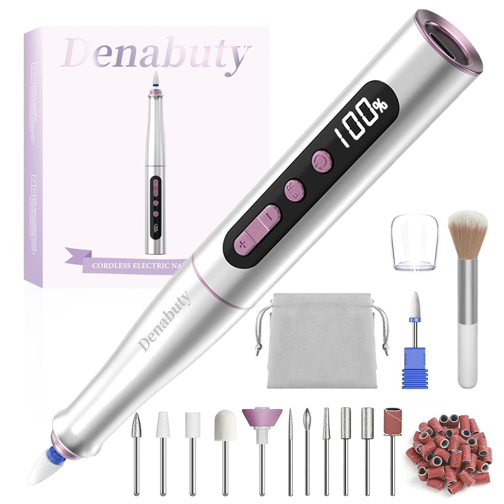 Denabuty Nagelfräser Kabellos, 13 in 1 Fräser Für Gelnägel 35000 U/Min, Elektrische Nagelfeile Professionell Nail Drill, Maniküre Und Pediküre Set Elektrisch Für Semi Permanent, Acrylnägel DN-2402