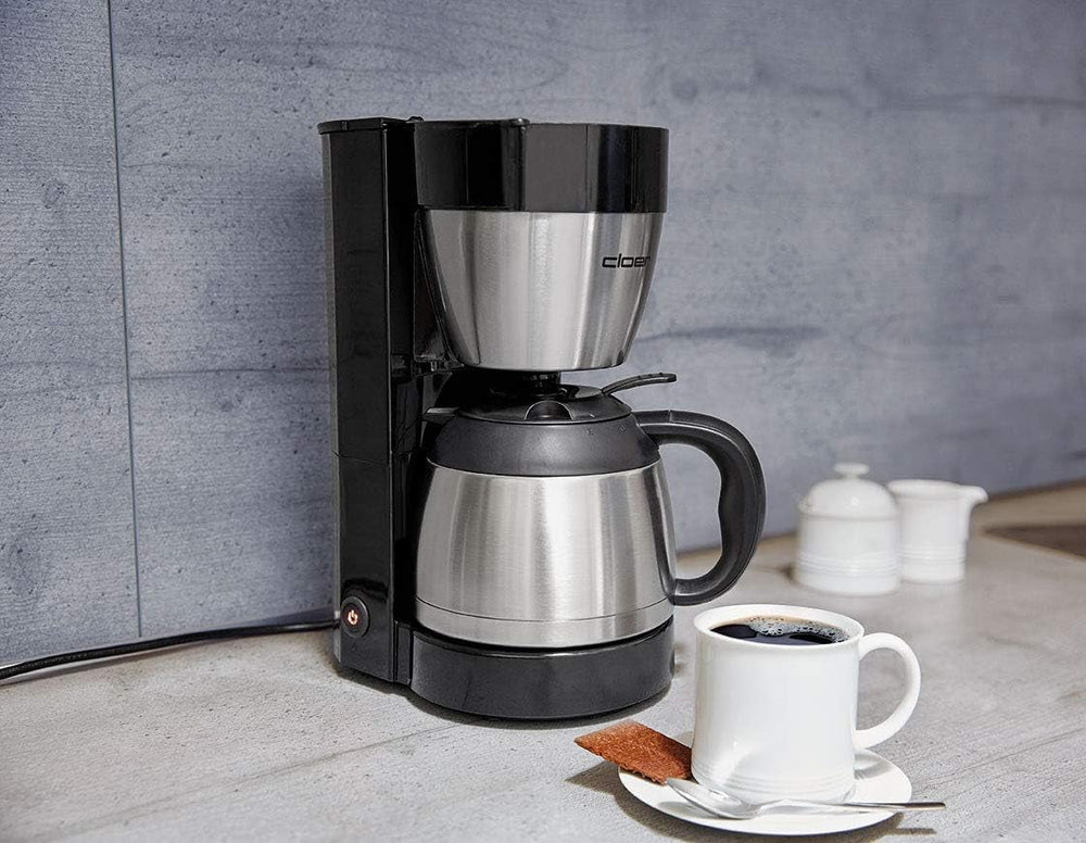 Espressor cu filtru Cloer 5009 cu funcție de menținere la cald, pentru până la 8 cești, 800 W, cu carafă izolată din oțel inoxidabil, cană filtrantă 1x4, negru