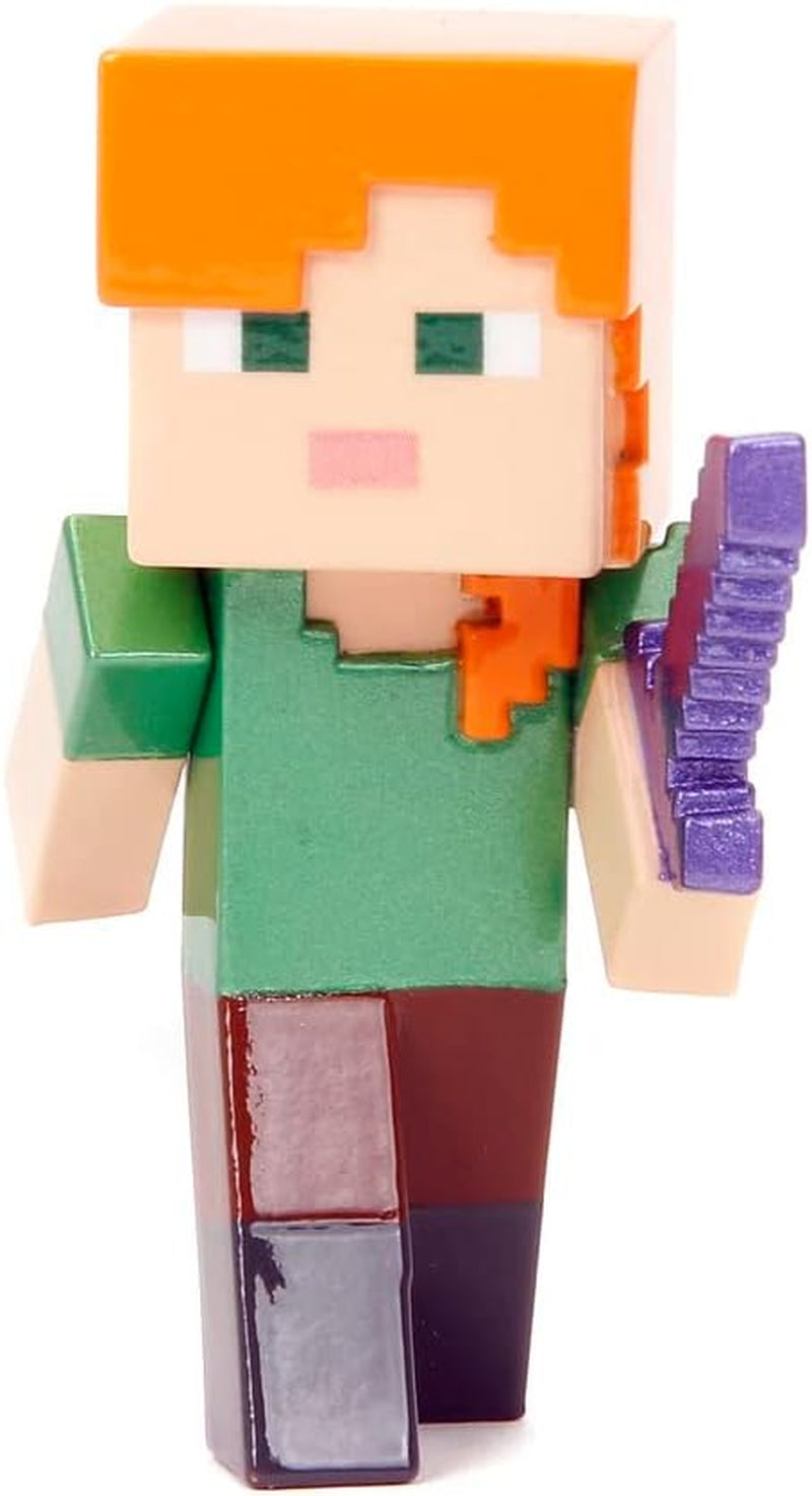 Jada Toys Minecraft Figure Set (4 bucăți) Fabricat din metal - Minecraft Caves & Cliffs Personaje de colecție (Steve, Alex, Creeper și Warden) Pentru gameri și colecționari de peste 8 ani, 6 cm fiecare Action figures Naty Shop