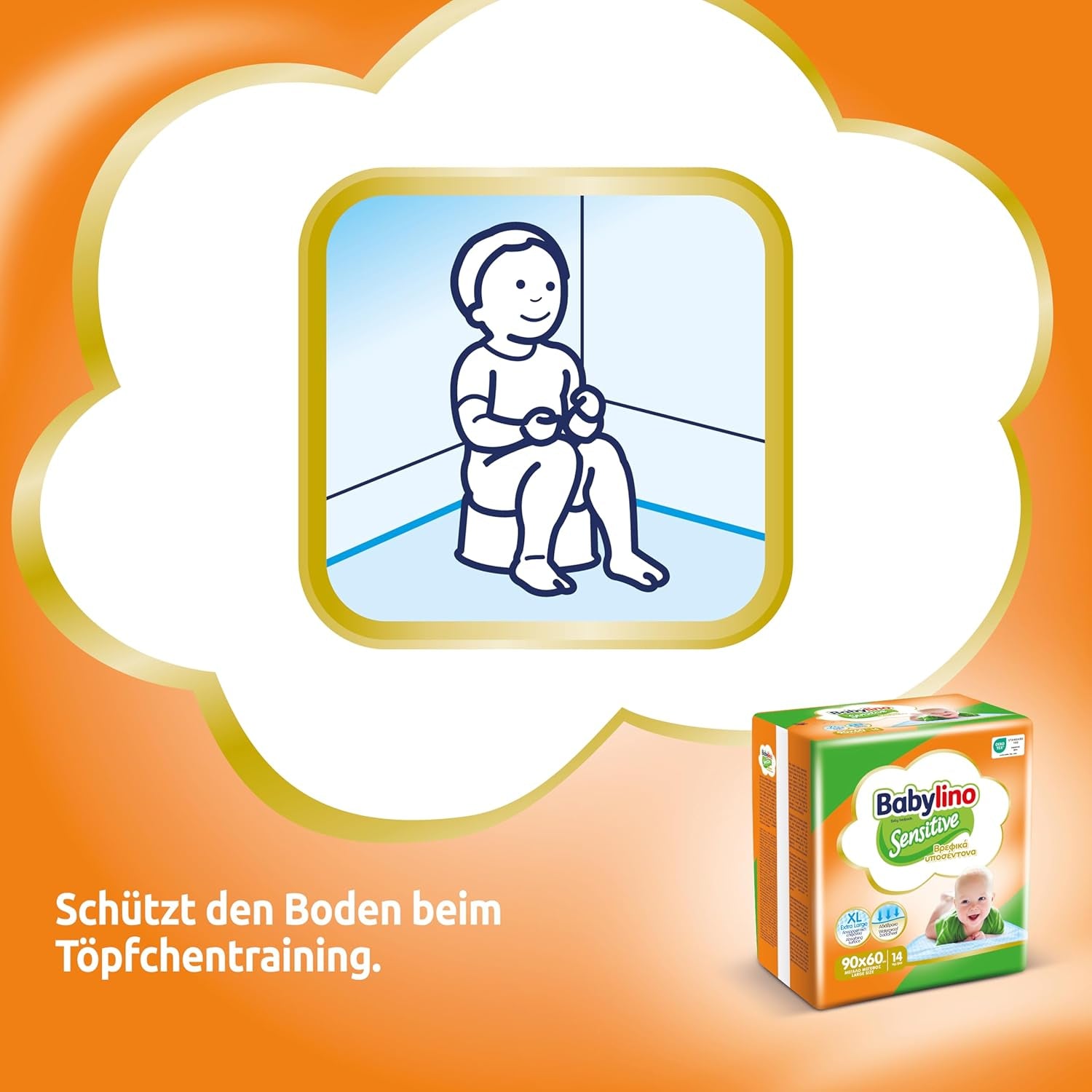 Șervețele umede sensibile, 90 x 60 cm, extra absorbante, 14 bucăți